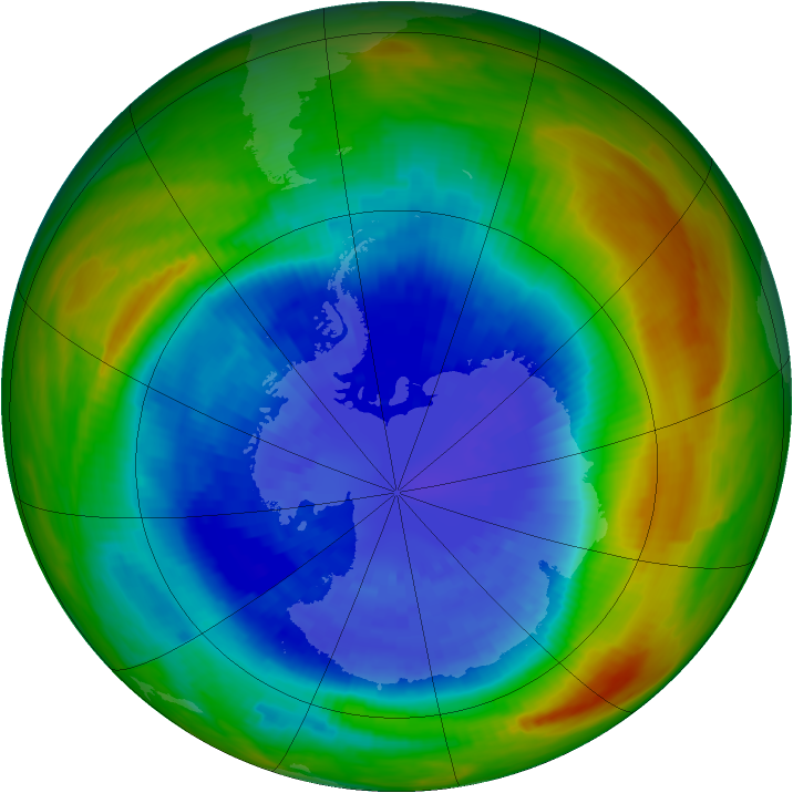 Antarctic ozone map for 15 September 1989